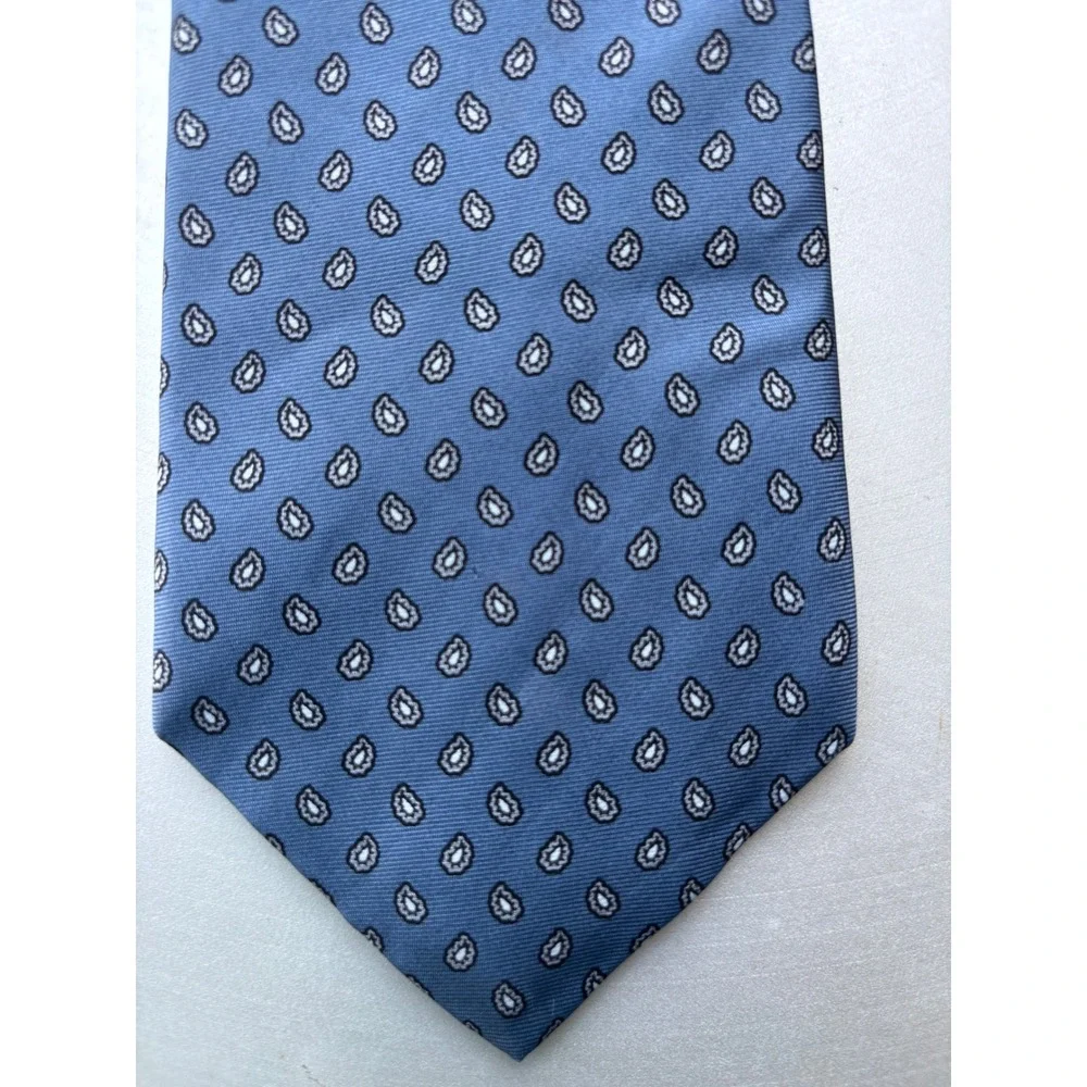 Jos A Bank Mens Blue Mini Paisley Silk Necktie Classic Teardrop Pattern Tie